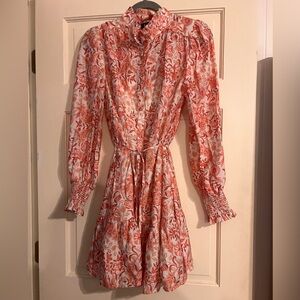Fate Red and White Floral Long Sleeve Dress